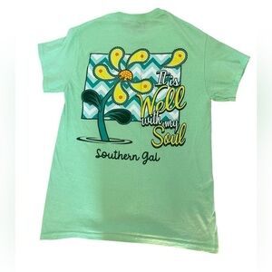 ♥️Southern Gal Sea Foam Short Sleeve T-Shirt It Is Well with My Soul Size Small